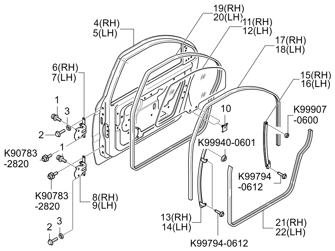 УПЛОТНИТЕЛЬ ДВЕРИ, ПР WEATHERSTRIP ASSY - DOOR, RH 0K9A072760B для  автомобиля KIA купить в «Korea-Piter»