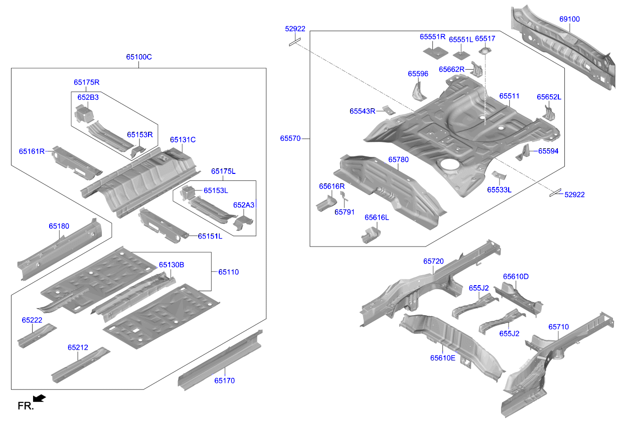 КРЕПЕЖ EXTN ASSY-CTR/FLR S/MBR INR,RH 65625Q6000 для автомобиля KIA купить  в «Korea-Piter»